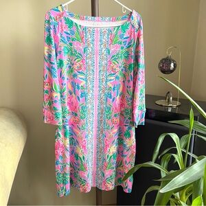 Lily Pulitzer Colorful Floral Sophie  Dress with 3/4 Sleeves. Size L - NWOT